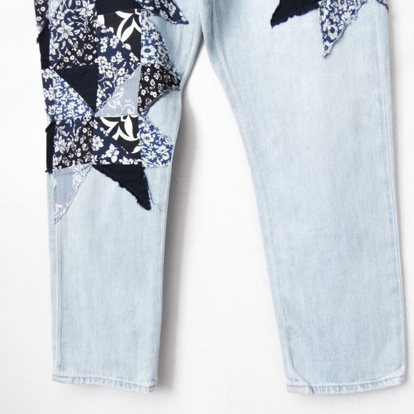 POLO RALPH LAUREN Denim Patchwork Blue Jeans ‘Avery’ Boyfriend Style Jeans /31 - Picture 5 of 14